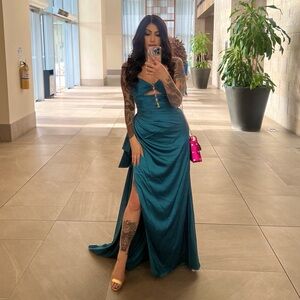 Mac Duggal Cut-out Bow Satin Gown